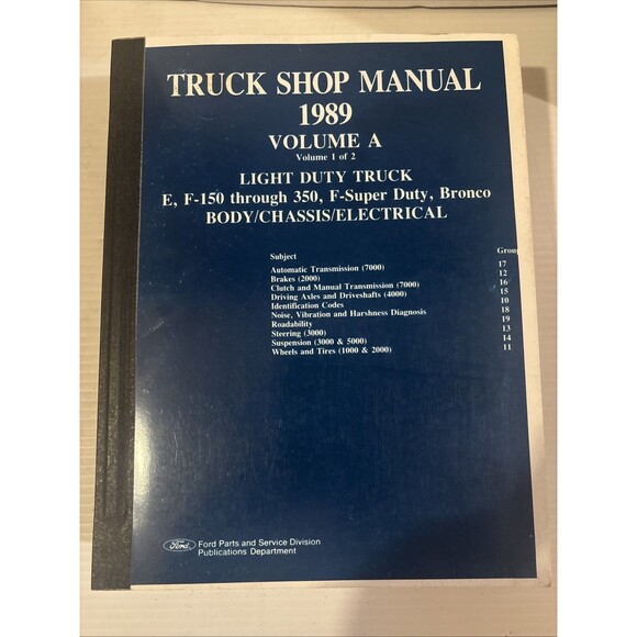 1989 Ford Light Duty Series Factory Model E, F150-350, F Super Truck Shop Manual - Picture 2 of 9
